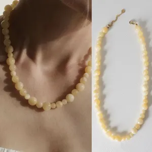 Collana con perle in pietra naturale stile europeo elegante catena clavicola gioielli