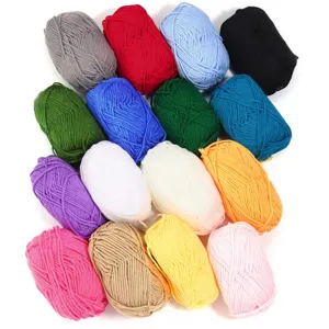 5-ply milk cotton yarn assorted colors for knitting, crochet, and DIY handmade craft projects.