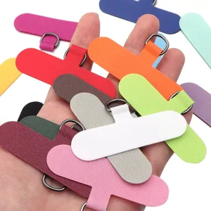 Colorful phone lanyard patch tabs, universal nylon phone case tether tab with metal ring.