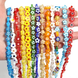 Colorful millefiori glass flower beads for DIY jewelry making necklace bracelet phone charms