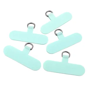 Mint green phone lanyard tether patch set of 5 durable nylon phone case tabs detail view