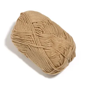 Detailed close-up shot of the soft khaki 5-ply milk cotton yarn ball for knitting and DIY.