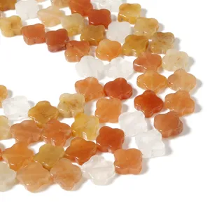 Naturstein vierblättriges Kleeblatt Perlen bunt lose Edelsteine Schmuck DIY Zubehör.