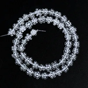 Clear white flower beads strand diy craft accessories for cute necklace bracelet making.