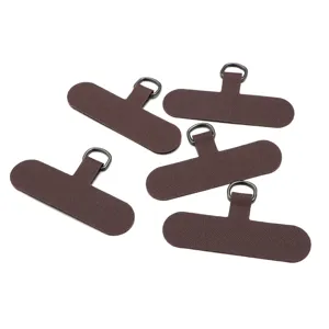 Universal brown fabric phone lanyard tether tab 5pcs durable metal d-ring patch accessory