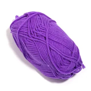 Purple 5-ply milk cotton yarn ball for hand knitting DIY sweaters, scarves, and bags.