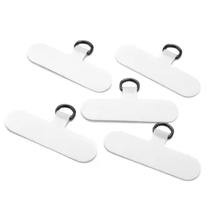 Oxford cloth phone lanyard tether tabs, white phone charm patch with metal D-rings 5pcs