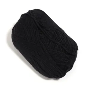 Black 5-ply milk cotton yarn ball for DIY handmade knitting, soft crafting material.