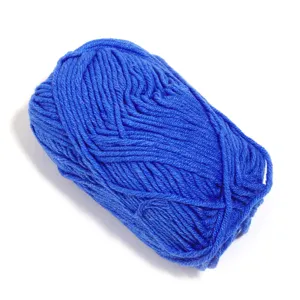 Blue milk cotton yarn skein close-up detail, perfect for knitting craft projects and handmade DIY work.