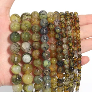 Natural dragon vein agate loose beads DIY handmade gemstone jewelry bracelet making accessories