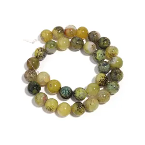 Natural dragon vein agate stone beads for DIY handmade bracelet necklace jewelry making accessory.