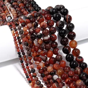 Natürliche Traum Achat Lose Perlen Bernstein Gestreifte Achat Rundperlen Für DIY Schmuckherstellung Armband Halskette Zubehör