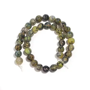 Natural cracked agate beads loose gemstone round beads for DIY bracelet jewelry making accessories