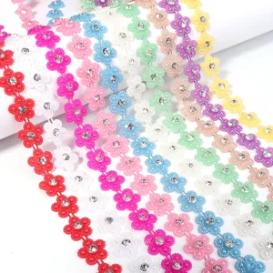 Kunststof Bloem Strass Ingelegde Kunstparel Ketting Decoratieve Accessoire Voor Kleding Tas Sleutelhanger DIY Ketting