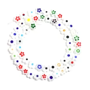 Colorful millefiori glass flower beads strand detail for DIY jewelry making, necklace bracelet