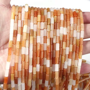 Natürliche Jade Röhren Perlen Orange Zylindrische Lose Perlen DIY Schmuck Zubehör