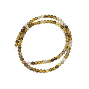 Natural cracked agate gemstone round beads strand for DIY handmade jewelry crafting items.