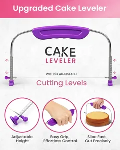 Nivelador de pastel ajustable de acero inoxidable con 9 niveles de corte precisos.