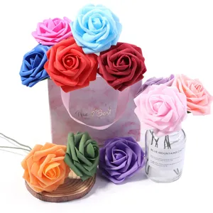 Colorful PE foam artificial roses with stems, perfect for home decor, parties and DIY floral.