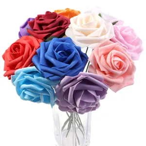 Colorful PE foam artificial roses bouquet with stems for home decor DIY party decoration