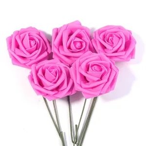 Artificial PE foam rose flowers with stems bouquet for home party decor and DIY crafts.