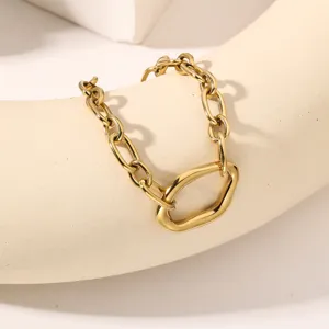 Minimalist gold irregular geometric stainless steel chain bracelet for women chic jewelry