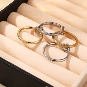 Stainless steel multi-layer stackable rings set, fashion titanium steel jewelry for women.