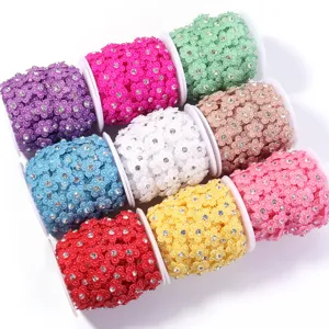 Kleurrijke strass vijf-bloemblaadje ketting rollen DIY kleding accessoires ambacht