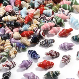Colorful ceramic conch shell beads DIY loose beads for handmade jewelry making accessories.