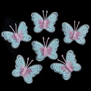 Blau rosa Netz Stickerei Schmetterling Aufnäher DIY Haarschmuck Handwerk Dekoration