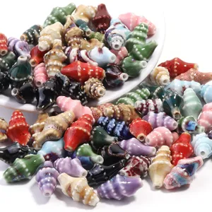 Ceramic conch shell loose beads colorful handmade DIY jewelry making accessories parts