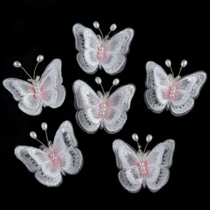 Netz bestickte Schmetterling Perlen Applikationen für Haarschmuck Schuhe und Hüte.