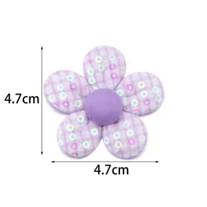 Fiore in tessuto viola con paillettes accessorio DIY 4.7cm applique decorativa vestiti