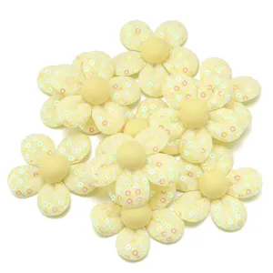 Fiori di stoffa gialla toppe con paillettes accessori fai da te per mollette decorazione.