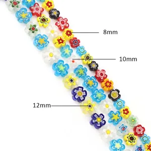 Colorful millefiori glass flower beads 8mm 10mm 12mm DIY jewelry making supplies set
