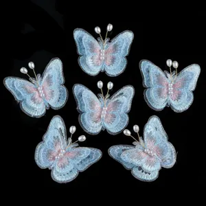 Koreanische Mesh bestickte Perle Schmetterling Haarspange Kleidung Zubehör DIY Basteln