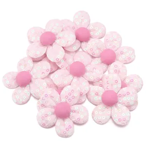 Rosa paillettes cinque petali fiore in tessuto DIY molletta per capelli spilla accessorio