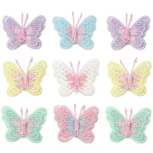 Koreanischer Stil Netzstickerei Doppelschichtige Schmetterlingsaufnäher Mit Künstlicher Perle Für DIY Haarschmuck Schuhe Hüte Dekoration