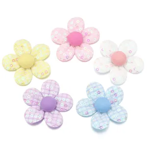 Fiori di paillettes colorate in tessuto a quadri accessori fai da te capelli