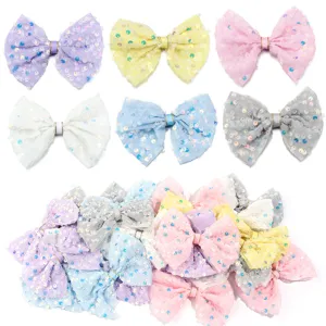 Patch Artigianale con Fiocco in Rete di Paillettes Fatto a Mano Materiali per Fiocchi Multistrato Lucidi Dolci per Accessori per Capelli da Bambini Decorazione Fai da Te Borse Scarpe Abbigliamento