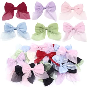 Handmade Chiffon Pearly Bowknot Accessories For Princess Dress Bag Doll Clothing Decor DIY Craft Hair Accessories