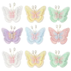 Netz doppelschicht bestickte schmetterling perle haarspange zubehör basteln neu