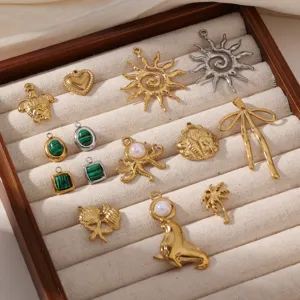 DIY serie oceano joyas dijes colgantes metal lindo animal sol lazo collar accesorios