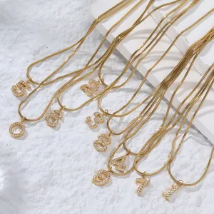 Hip Hop Roestvrij Staal Slangenketting Choker Halsketting Strass Nummer Hanger Goud Sluiting Initiële Sieraden Voor Mannen Vrouwen Feest