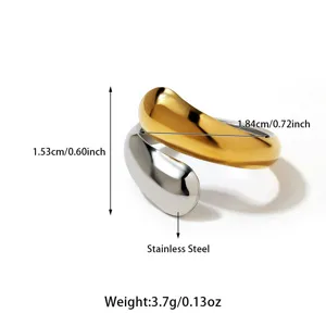 Tweekleurige geometrische open ring van roestvrij staal, moderne minimalistische vingersieraad