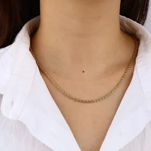 Collar de cadena de cuerda dorada detalle, joyería de moda para hombres clásica, versátil.
