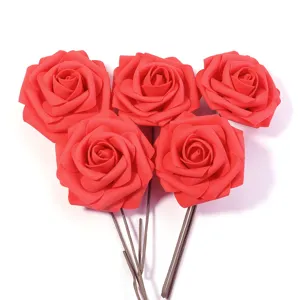 Artificial PE foam roses with stems for home decor DIY floral arrangement party crafts.