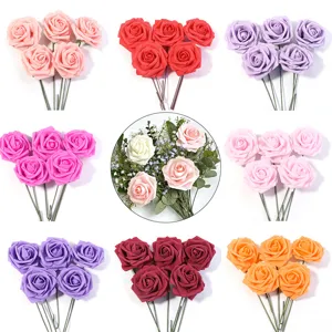 Artificial PE Foam Rose Flowers With Stem For Home Wedding Party Decoration DIY Floral Arrangement Craft Flowers