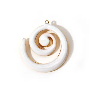 Pendentif coquillage spirale blanc en acier inoxydable détail pour collier bracelet DIY.