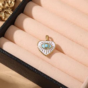 Stainless steel evil eye heart pendant accessory for necklace and bracelet styling.